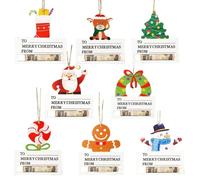 Christmas Cash Holders, Christmas Tree Decorations, 8X Wooden Christmas Cards Money Holder, Christmas Ornament Money Holder for Christmas Tree (A)