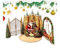 Christmas Castle Card 3D Paper Sturdy Thick Festive Keepsake | Christmas Postcards Envelopes for Home Office School Party Church Mall Hospital