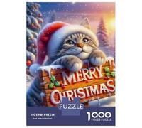 Christmas Cat 1000 Piece Jigsaw Puzzle Puzzle Game for Family for Adults 1000pc Set Winter Holiday Relaxing Gift 70x50cm/1000pcs