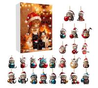Christmas Cat Advent Calendar 2025 Advent Calendar for Kids Girls 24 Days Of Festive Surprises Cat Ornaments 2D Acrylic Cute Themed Toys Celebrate Christmas Countdown Gift (D, One Size)