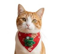 Christmas Cat Bandana, Holiday Pet Dress Up Costume, Soft Adjustable Tie on Scarf with Festive Prints for Family Gathering, Photoshoot, Party, Adding Whimsical Charm Ensuring Comfortable Wear