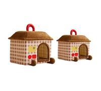 Christmas Cat Bed （2Pcs） Enclosed Cat House with Winter Warmth Removable Washable Cover & Ventilation Mesh Easy Assembly Cozy Tent for Cats & Small(Brown L+Brown M)