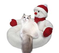 Christmas Cat Bed - 3D Cat Bed with Christmas Hat and Scarf | Cozy Soft Plush Pet Bed, Anti-Slip Winter Kitten Bed, Comfortable Cat Bed for Small and Medium Pets, Holiday Giftt Idea