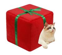 Christmas Cat Bed Cave - Soft Fabric Material | Closed Cat Cottage | Removable Washable Quilted Pillow Feature | Provides Cozy Shelter Function | Pair Bed