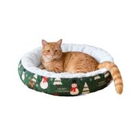 Christmas Cat Bed - Comfortable Circular Christmas Soothing Sofa for Pets - Dogs Cats Pillow Bed - For Student Room, Apartment, Bedroom, Living Room and Balcony