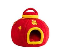 Christmas Cat Bed Enclosed Cat Cave Plush Pet House with Non-Slip Bottom & Washable Cover Cozy Gift for Small Cats & Dogs(Red,Medium)