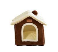Christmas Cat Bed Plush Cave for Cats Warm & Cozy Winter Bed with Removable Cushion Festive Gift for Indoor Cats & Kittens(Coffee,Small)