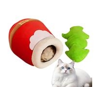 Christmas Cat Bed, Plush Honey Jar Cat House, Winter Warm Cat House, Four Seasons Cat Bed, Closed Cat Bed For Winter, Festive Cat Sleeping Bed, Warm Cat Bed For Holidays, Cat House For 11-22 Pounds