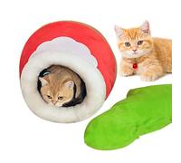 Christmas Cat Bed, Plush Honey Jar Cat House, Winter Warm Cat House, Four Seasons Cat Bed, Closed Cat Bed For Winter, Festive Cat Sleeping Bed, Warm Cat Bed For Holidays, Cat House For 11-22 Pounds