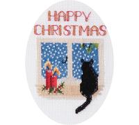 Christmas Cat Card Cross Stitch Kit