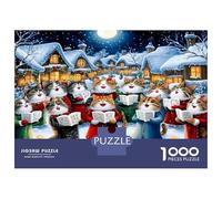 Christmas Cat Choir 1000pc Premium Jigsaw Puzzle Festive Feline Joy Puzzle for Adults Thick Cardboard Teen Puzzle Fans 12-18 Logic Skill After-School Party Game Best Gift for Puzzle Lovers 38x26cm/100