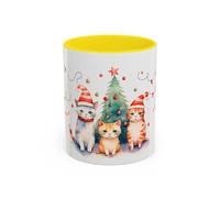 Christmas Cat Coffee Mug - Have a Purrfect New Year Holiday Cat Mug 11oz / Yellow