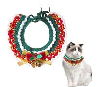 Christmas Cat Cog Bib,1PC Bow Tie Bell Knitted Pet Scarf,Washable Cat Collar Bandana Pet Christmas Dress Up Costume for Cat Dog Holiday Festival Theme Party,Adjustable (Bowknot, M)
