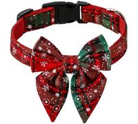 Christmas Cat Collar Adjustable Dogs Collar with Bowtie Kitten Necktie Collar Cats Festival Costume Pet Party Accessory