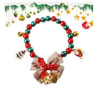 Christmas Cat Collar - Female Puppy Necklace - Collar with Bow Bell and Santa Christmas Tree Snowflakes Elk Pendant Holiday Accessories for Small Dogs Girls Boys