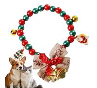 Christmas Cat Collar - Holiday Kitten Necklace - Collar with Snowman Snowflakes Christmas Tree Elk Pendant and Bow Bell for Small Dogs Cat Winter Holiday