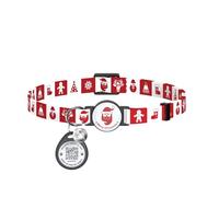 Christmas Cat Collar with Bells & Cute Pendants, Breakaway Cat Collars Xmas Cat Gifts for Christmas, Anti-Lost Qr Code Tag Cat Collar for Male Female Cats (Red&White)