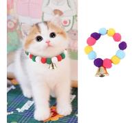 Christmas Cat Collars with Bell, Christmas Collar Pom-Pom Plush Ball Elastic Collar, Cute Kitty Collars with Bell, Breakaway Kitten Collar, for Kitty Kitten Adult Cats,Pet Supplies,Stuff