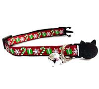Christmas Cat Collars with Bell - Safe, Quick Release Breakaway Collar | Adjustable to Fit Most Domestic Cats (Kitten Collar (15cm - 23cm), Gifts, Snow flakes and Candy Sticks)