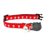 Christmas Cat Collars with Bell - Safe, Quick Release Breakaway Collar | Adjustable to Fit Most Domestic Cats (Kitten Collar (15cm - 23cm), Red with Reindeers)