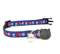 Christmas Cat Collars with Bell - Safe, Quick Release Breakaway Collar | Adjustable to Fit Most Domestic Cats (Kitten Collar (15cm - 23cm), Blue with Christmas Characters)