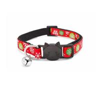 Christmas Cat Collars with Bell - Safe, Quick Release Breakaway Collar | Adjustable to Fit Most Domestic Cats (Cat Collar (20cm - 30cm), Red with Snowflake Print)