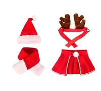 Christmas Cat Costume 4 Piece Set: Cute Hat Headband Scarf & Cape For & Small Cats Festive Holiday Attire (Red, 27X17CM)