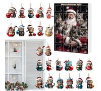 Christmas Cat Decoration ,2D Acrylic Cat Pendant For Rear View Mirror Decoration - 24 Day Cat Charm for Car Mirror Jewelry Wall Decoration