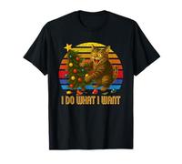 Christmas cat do what i want vintage sunset crazy hilarious T-Shirt