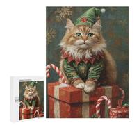 Christmas Cat Elf Gifts-1 Puzzle 1000 Teile Schwer Puzzle Spielzeug Lernspiel Impossible Herausforderungsspielzeug Für Erwachsene Kinder 500 PCS