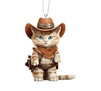 Christmas Cat Hanging Ornament, Cute Cat Car Interior Hanging Ornament, Car Mirror Hanging Accessories, Acrylic 2D Kitten Hanging Ornaments Car Pendant Decoration Cat Lover Gift