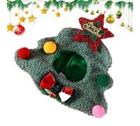 Christmas Cat Hat, Christmas Cat Outfit - Christmas Tree Kitten Costumes,Party Supplies,Warm Winter Pet Accessories,Plush Headwear