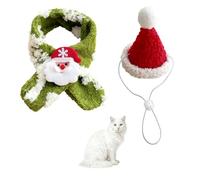 Christmas Cat Hats Costume, Adjustable Pet Santa Hat with Scarf for Small Medium Pet Puppy Cat Christmass Cosplay New Year Party Decor