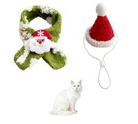 Christmas Cat Hats Costume, Adjustable Pet Santa Hat with Scarf for Small Medium Pet Puppy Cat Christmass Cosplay New Year Party Decor