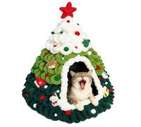 Christmas Cat House - Warm Knitted Nest with Design | Cat Christmas Trees for Kittens, Small Pets, Indoor and Outdoor, for Winter Sleeping and Others