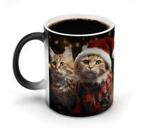 Christmas Cat Mug 11oz Custom Magic Mug Personalized Coffee Mugs Ceramic Heat Sensitive Clue Mugs Funny Color Changing Cup with Handle Novelty Coffee Cup for Daily Use