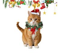 Christmas Cat Ornaments, 3 Inches 2D Acrylic Cat Pendant, Cute Christmas Tree Hanging Decorations For Cats Lover Gift, Holiday Car Home Decor