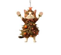 Christmas Cat Ornaments, Acrylic Cat Christmas Tree Decorations, Cute Cats Shaped Hanging Xmas Decor, Adorable Cats Dressed as a XmasTree, 2026 Funny Xmas Gifts for CatLovers (B)