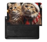 Christmas Cat Passport Holder Cover Passport Cover Protector Essentials with Credit Card Slots Slim Travel Wallet Covers Documents Organizer Protector for Man&Women