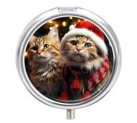 Christmas Cat Pill Box Cute Medicine Organizer Travel Pillbox Waterproof Portable Pill Container Holder to Hold Vitamins Medication Fish Oil and Supplements