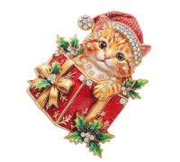 Christmas Cat Pin Rhinestone, Cute Cat Sparkly Vintage Jewelry Enamel | Holiday Party Outfit Decor for Business Meetings Casual Outings Beach Holiday Home Wedding Bridal Party Birthday