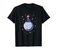 Christmas cat Santa on the Moon Space Space Value Graphic T-Shirt