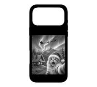 Christmas Cat Selfie Santa Hat Reindeer Sleigh Cabin Aurora Case for iPhone 17 Pro Max