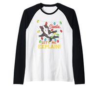 Christmas Cat Tangled in Xmas Lights Santa, Let Me Explain! Raglan Baseball Tee