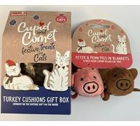 Christmas Cat Treats & Toys Bundle - Festive Turkey Cushion Treats & Catnip Pigs in Blankets Toys