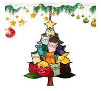 Christmas Cat Tree, Holiday Tree Costume Kitten Christmas Ornament, Acrylic 2D Flat Colorful Cute Cats Ornament for Trees, Cat Hanging Ornaments Holiday Decor