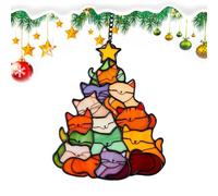 Christmas Cat Tree, Holiday Tree Costume Kitten Christmas Ornament, Acrylic 2D Flat Colorful Cute Cats Ornament for Trees, Cat Hanging Ornaments Holiday Decor
