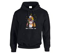 Christmas Cat Tree Mens Hoody Xmas Boys Pullover Party Kitten Meow Jumper Funny Santa Novelty Unisex Gift Girls Kids Hoodie Top Printed Design Black - Medium