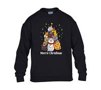 Christmas Cat Tree Mens Sweatshirt Xmas Boys Pullover Party Kitten Meow Jumper Funny Santa Novelty Unisex Gift Girls Kids Sweat Top Printed Design Black - XX-Large