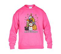 Christmas Cat Tree Mens Sweatshirt Xmas Boys Pullover Party Kitten Meow Jumper Funny Santa Novelty Unisex Gift Girls Kids Sweat Top Printed Design Safety Pink - Youth Large (Age 9-11)